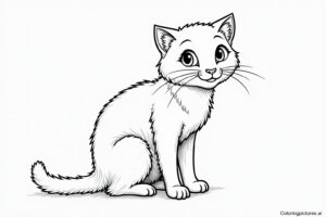 Cute Cat coloring page for kids