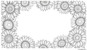 Sunflower Coloring Page with Names