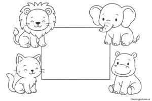 Animals Coloring Page with Names