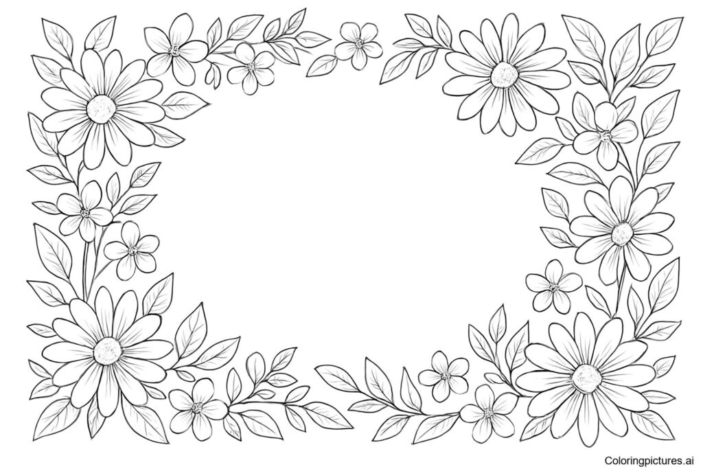 Free Flowers Coloring Page with Names
