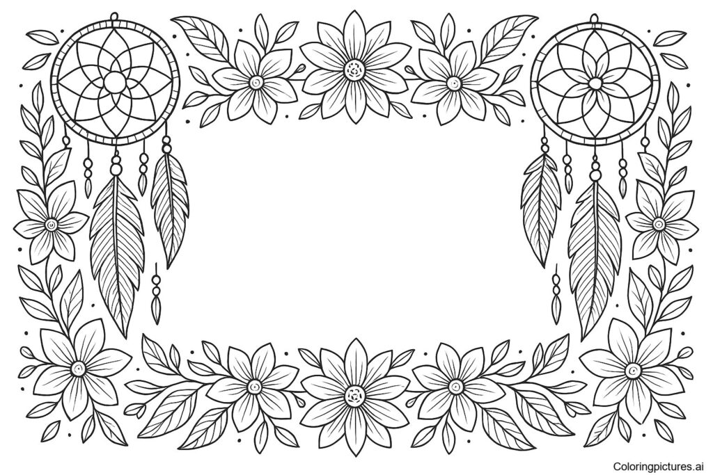 Dreamcatcher Coloring Page with Names