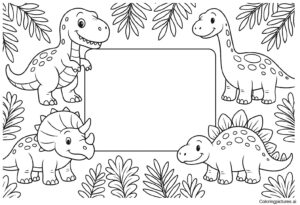 Dinosaurs Coloring Page with Names